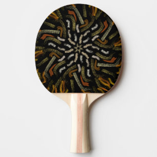 Creamy Golden Yellows Raked Pattern On Black Ping Pong Paddle