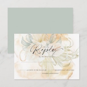 Creamy Goldenrod Yellow Floral Reply RSVP Card