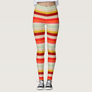 Creamy Leggings With Bold Stripe