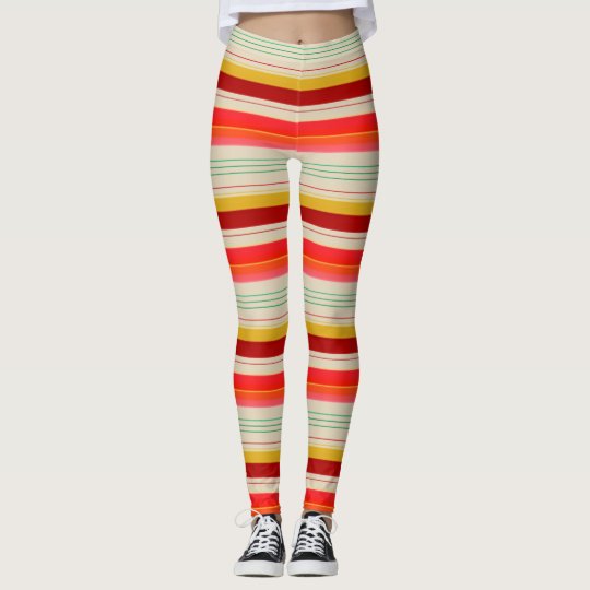 Creamy Leggings With Bold Stripe