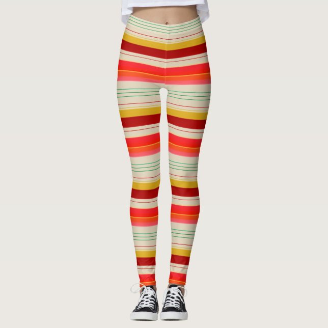 Creamy Leggings With Bold Stripe (Front)