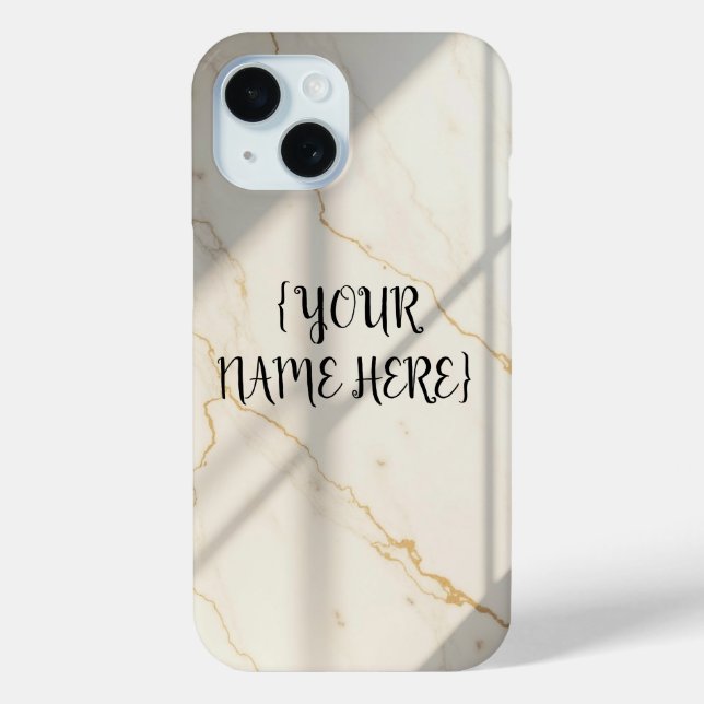 Creamy Marble Monogram Barely There iPhone 15 Case (Back)