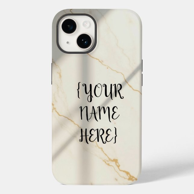 Creamy Marble Monogram Tough Style iPhone Case (Back)