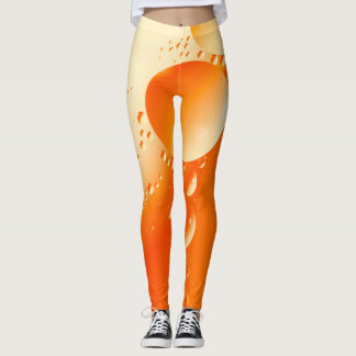 Creamy Orange Colour Circular Abstract Design Leggings