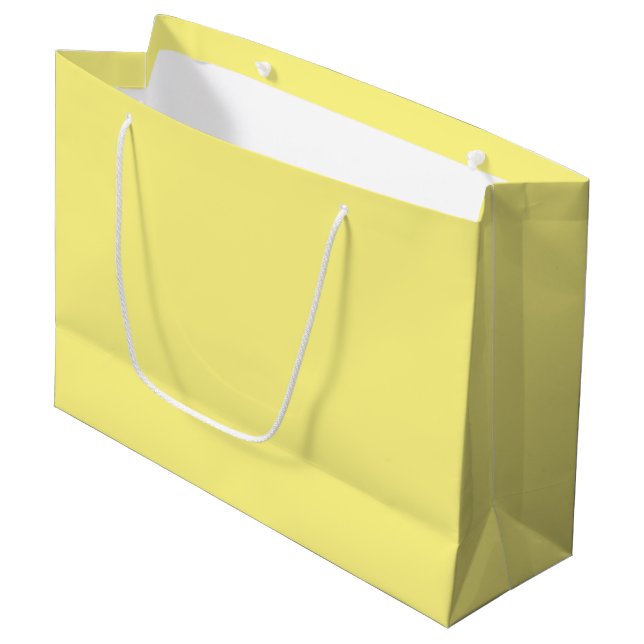 Creamy Pale Pastel Butter Yellow Solid Large Gift Bag (Front Angled)