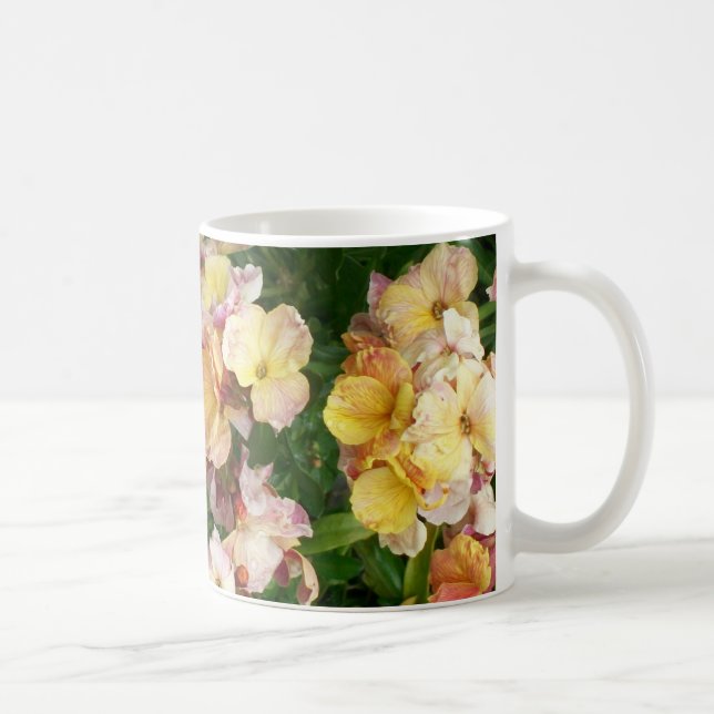 Creamy Pink Wallflowers Photograph Coffee Mug (Right)