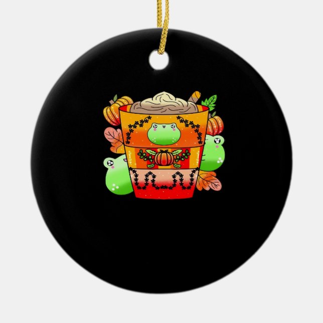Creamy Pumpkin Spice Latte Season Ceramic Ornament (Front)
