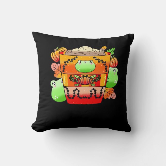 Creamy Pumpkin Spice Latte Season Throw Pillow (Front)