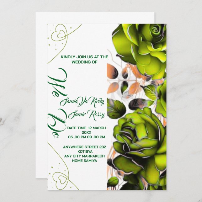 Creamy Rose Wedding Invitation Template | Printabl (Front/Back)