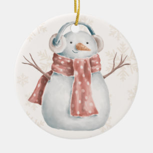 Creamy Snowman Ceramic Ornament
