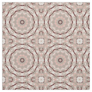 Creamy, soft pink, white and brown mandala. fabric