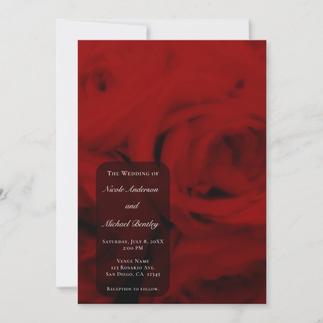 Creamy Soft Red Roses Elegant Minimal Wedding   Invitation (Front)
