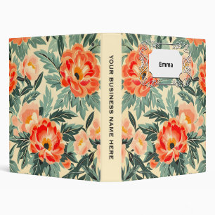 Creamy Vintage Peach Blossom Watercolor Binder