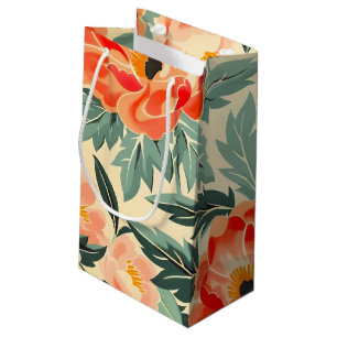 Creamy Vintage Peach Blossom Watercolor Small Gift Bag