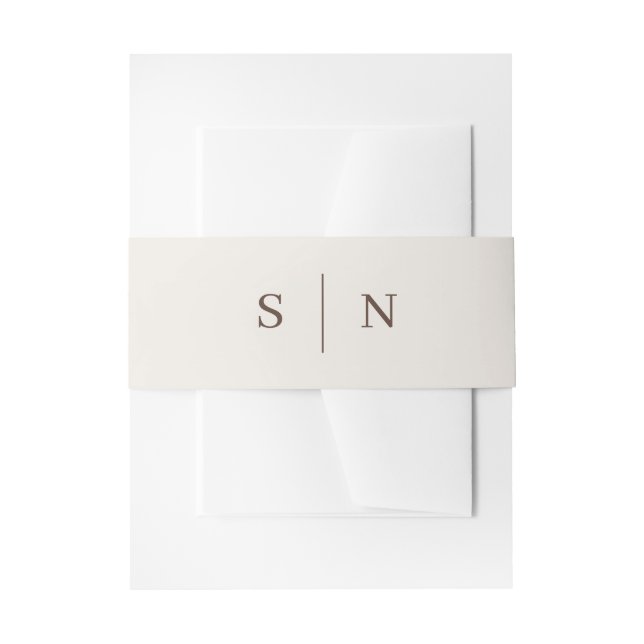 Creamy White and Brown Minimal and Chic | Monogram Invitation Belly Band (Front Example)