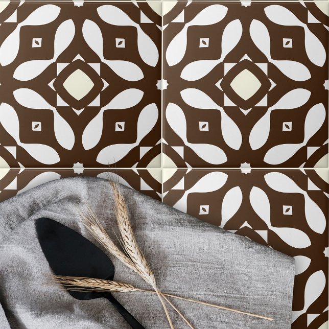 Creamy White and Brown Moroccan Mosaic Pattern Tile (Creator Uploaded)