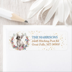 Creamy White French Bulldog Spring Flowers Wreath