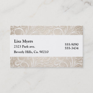 Creamy White & Gold Floral Swirls Paisley Business Card