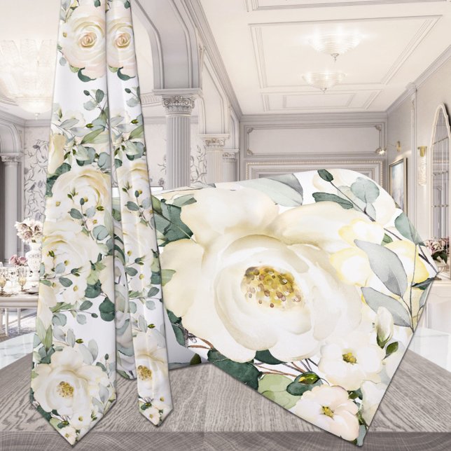 Creamy White Peony Wedding Floral Tie (Creator Uploaded)