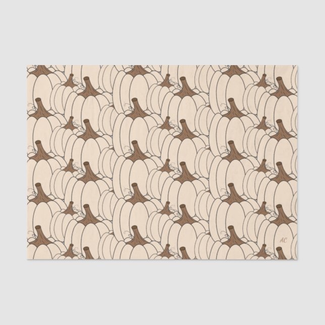 Creamy white pumpkins decoupage tissue paper (Front)