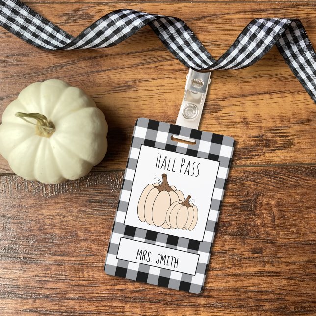 Creamy White Pumpkins Fall Generic Hall Pass Badge (Creator Uploaded)