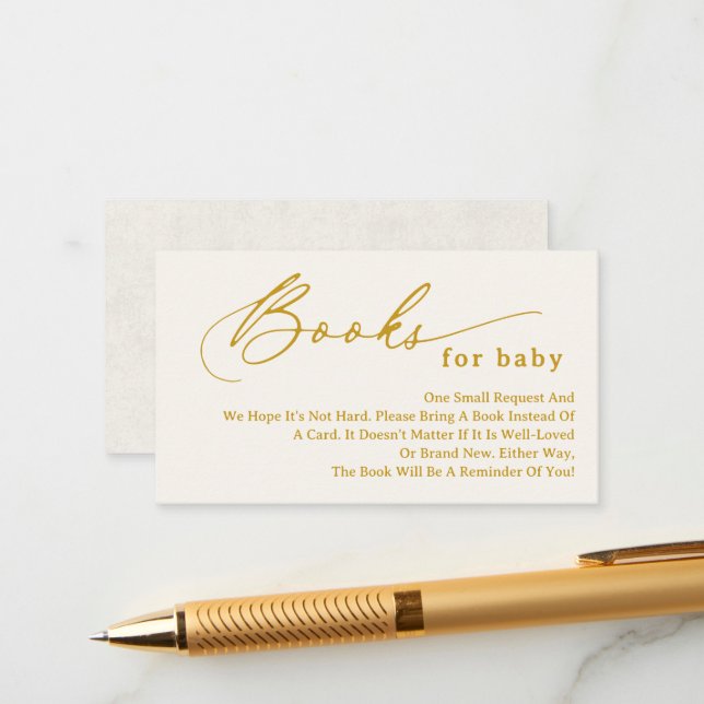 Creamy White Script Books for Baby Enclosure Card (Front/Back In Situ)