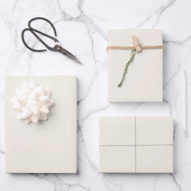 Creamy White Solid Colour Wrapping Paper Sheet (Front)