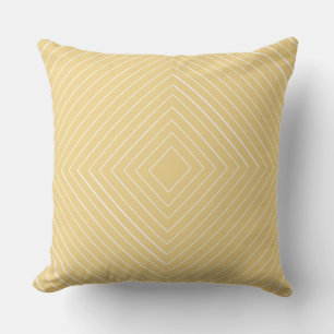 creamy yellow Nested Thin White Squares Tribal Throw Pillow