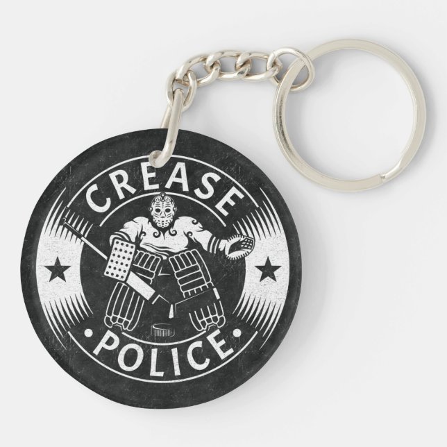 Crease Police Hockey Goalie Keychain (Back)