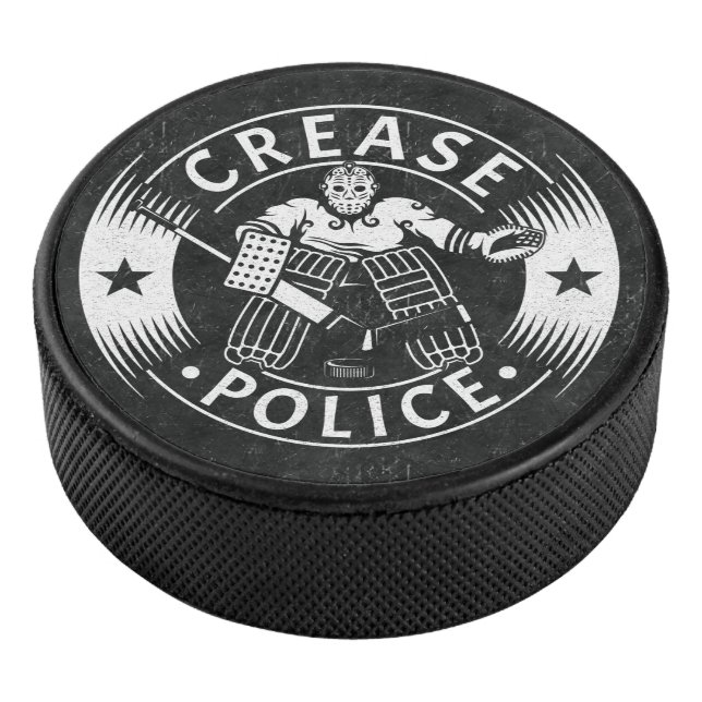 Crease Police Hockey Goalie Netminder Hockey Puck (3/4)