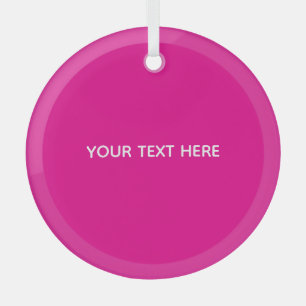 Creat Your Own Megenta Invitation Postcard Glass Ornament