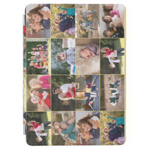 Create 16 Photo Collage Family Kids Monogrammed iPad Air Cover