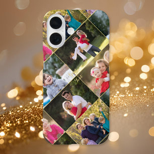 Create 5 Photo Collage Family Kids Monogrammed iPhone 16 Case