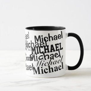 create a black and white pattern of name mug