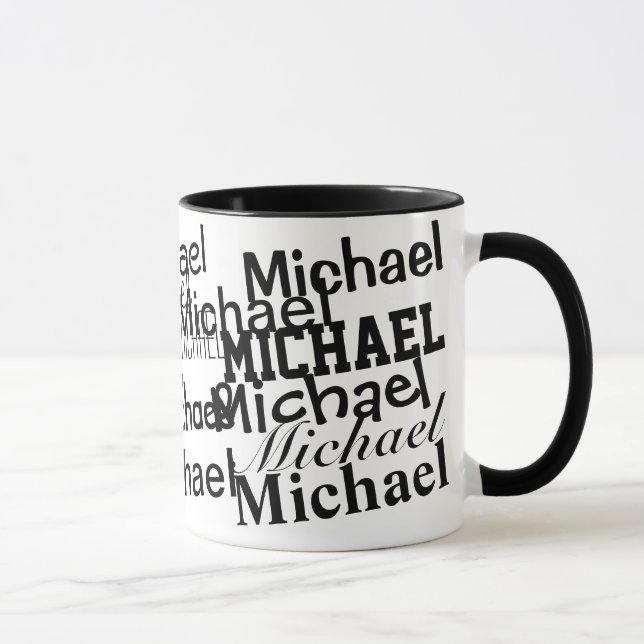create a black and white pattern of name mug (Right)