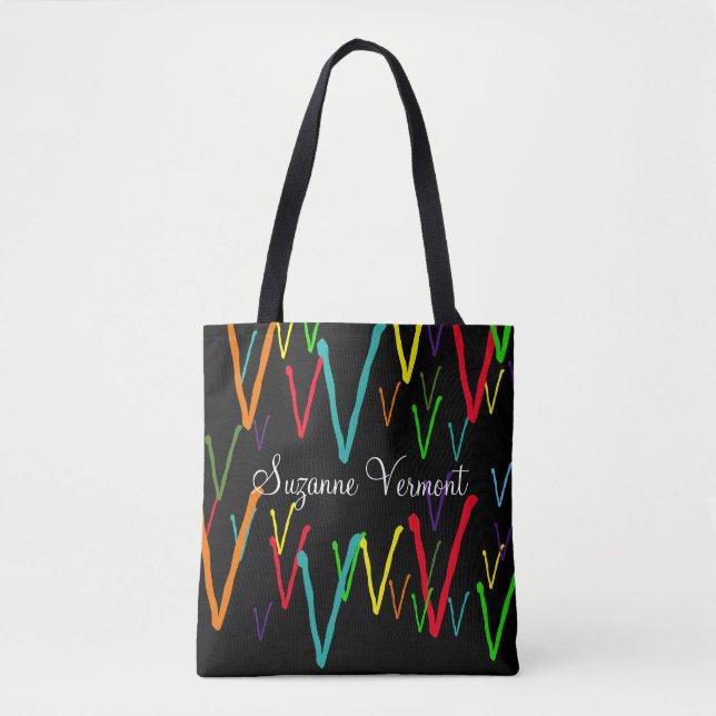 create a colourful initials pattern tote bag (Front)