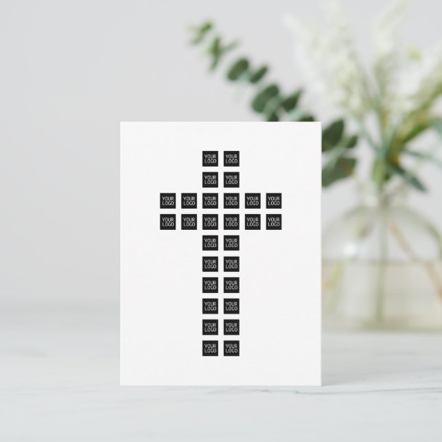 Create a Cross Pattern with any Logo or Image Invitation Postcard (Standing Front)