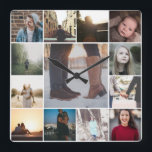 Create a Custom 13 Photo Collage Template Square Wall Clock<br><div class="desc">13 Photo and Text Template .. simply add your own photographs to this great wall clock .. easy to personalize .. customizable photo template clock from Ricaso - perfect gift-ideas</div>