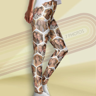 Create a Custom 7 Photo Collage Honeycomb Hexagon Leggings