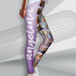 Create a Custom Photo Collage 18 Photos purple Leggings<br><div class="desc">Use your favourite photo or pictures to make a fun keepsake to share with friends. You can change the background colour when you click on the customize area.</div>