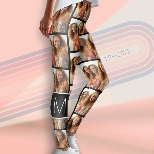 Create a Custom Photo Collage - 1 Photo Monogram Leggings (Custom Leggings with 1 Photo)