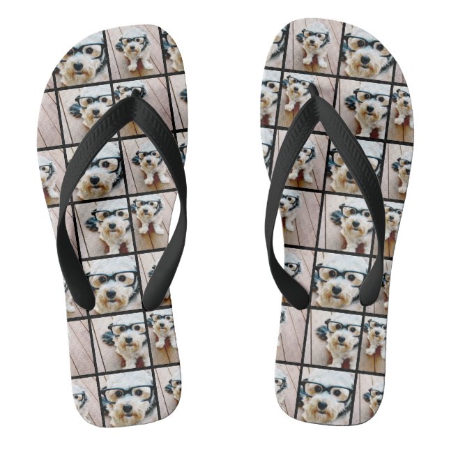 Create a Custom Photo Collage with 4 Photos Flip Flops (Footbed)