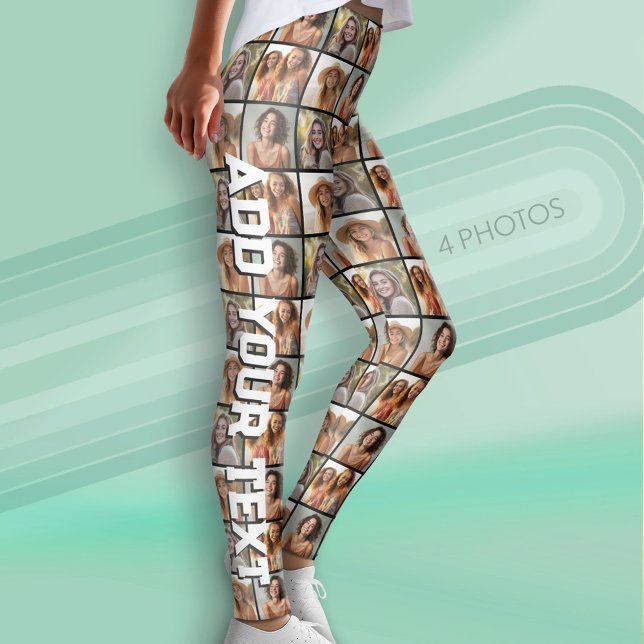 Create a Custom Photo Collage with 4 Photos Leggings (Custom Leggings with Photos)