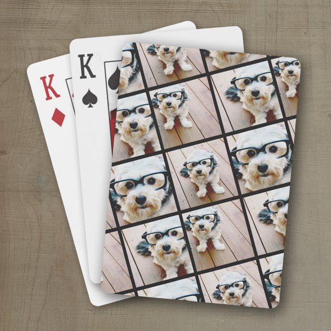 Create a Custom Photo Collage with 4 Photos Playing Cards (Personalized playing cards with a fun area to add photos)