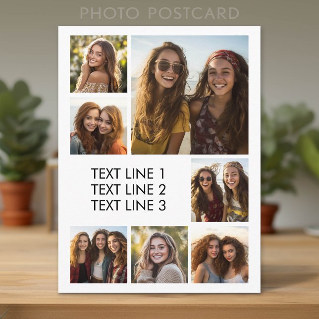 Create a Custom Photo Collage with 7 Photos Postcard (Photo Postcard - Add Your Photos for a unique greeting card)