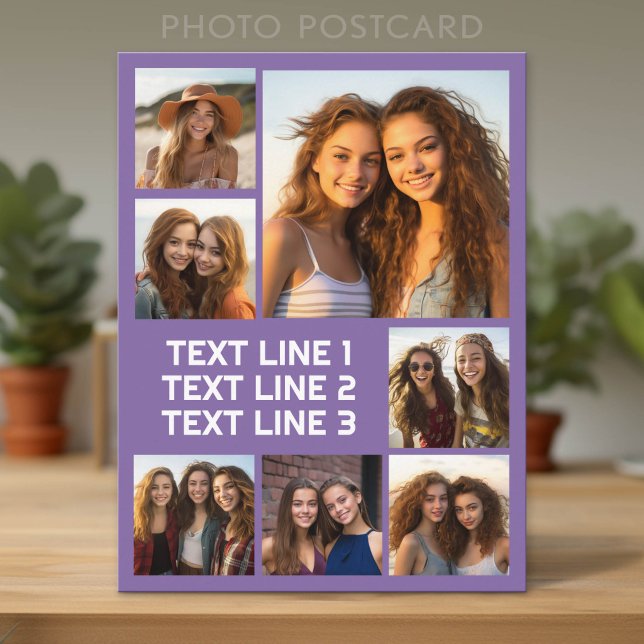 Create a Custom Photo Collage with 7 Photos - Text Postcard (Photo Postcard - Add Your Photos for a unique greeting card)