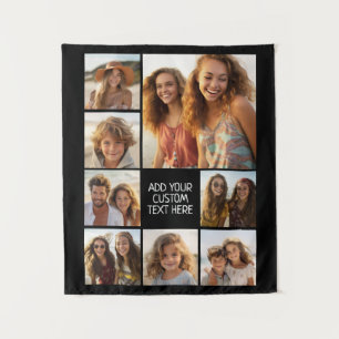 Create a Custom Photo Collage with 8 Photos Black Tapestry