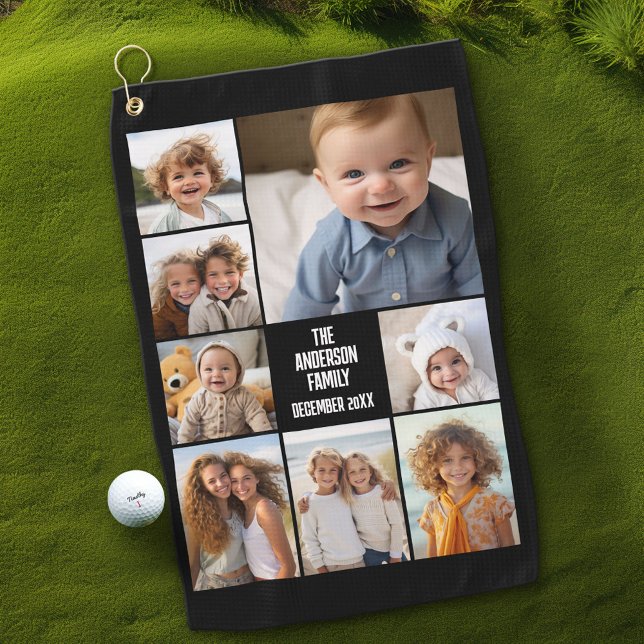 Create a Custom Photo Collage with 8 Photos Golf Towel (Custom Golf Towel with Photo Collage)