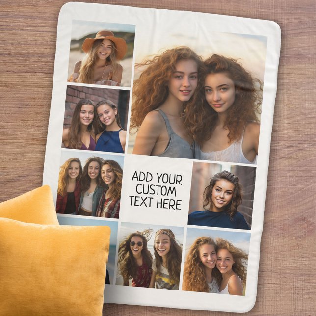 Create a Custom Photo Collage with 8 Photos Sherpa Blanket (Personalized sherpa blanket with photos and text)