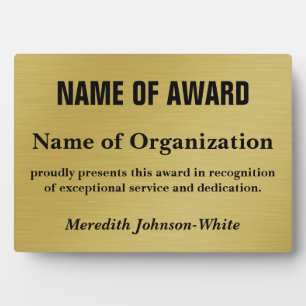 Create a Custom Volunteer Recognition Award (Gold) Plaque